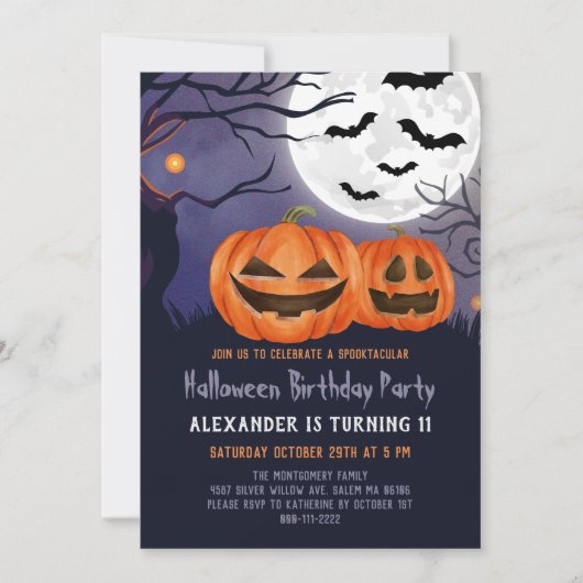 Spooky Jack O'Lantern Halloween Birthday Party Kaart (Voorkant)
