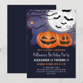 Spooky Jack O'Lantern Halloween Birthday Party Kaart (Voorkant / Achterkant)