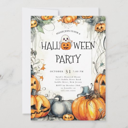 Spooky Jack O'Lantern Halloween Kaart (Voorkant)