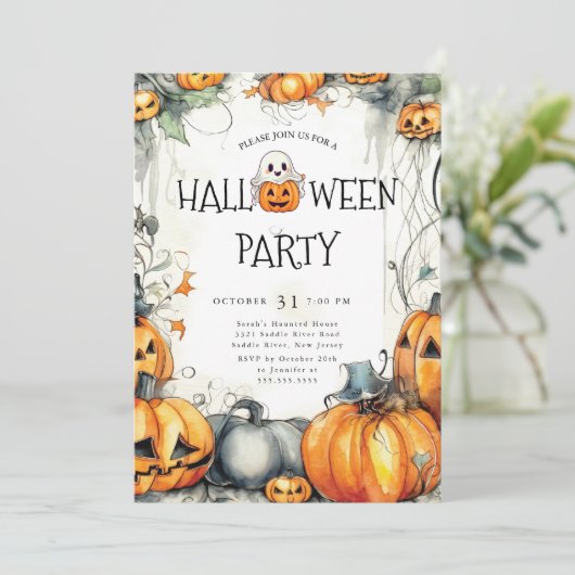 Spooky Jack O'Lantern Halloween Kaart (Staand voorkant)