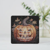 Spooky Jack O'Lantern Halloween Party Kaart (Staand voorkant)