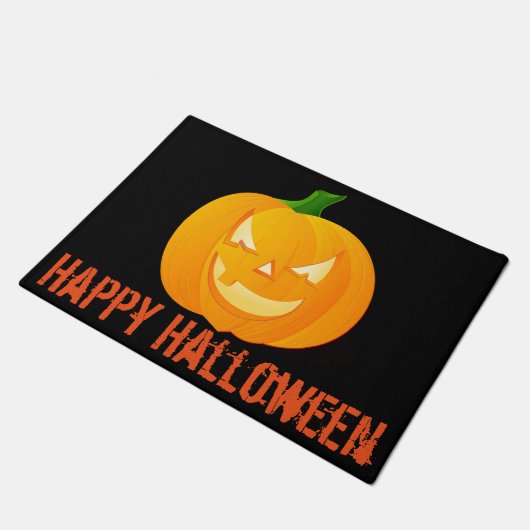 Spooky Jack O'Lantern Happy Halloween Deurmat (Schuin)
