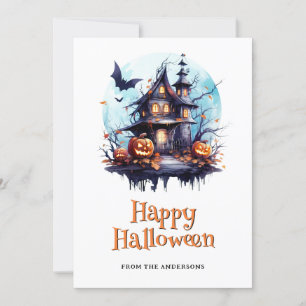 Spooky Jack O'Lanterns Bats Ghost Halloween Kaart
