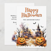 Spooky Jack O'Lanterns Bats Ghosts Halloween Kaart (Voorkant / Achterkant)