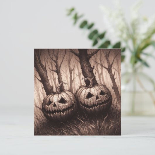 Spooky Jack O'Lanterns Halloween Horror Kaart (Staand voorkant)