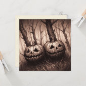 Spooky Jack O'Lanterns Halloween Horror Kaart (Voorkant / Achterkant in situ)
