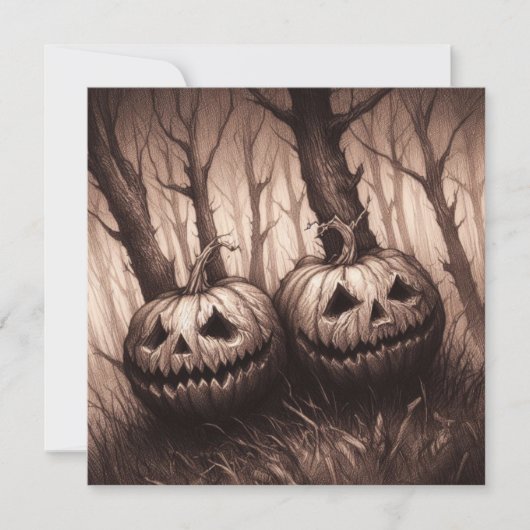 Spooky Jack O'Lanterns Halloween Horror Kaart (Voorkant)