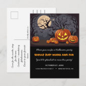 Spooky Jack O'lanterns spookachtige Halloween Part Uitnodiging Briefkaart (Voorkant / Achterkant)