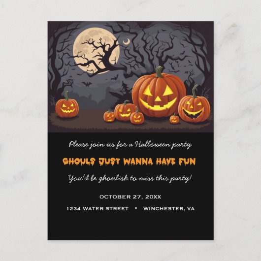 Spooky Jack O'lanterns spookachtige Halloween Part Uitnodiging Briefkaart (Voorkant)