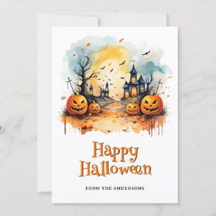 Spooky Jack O'Lanterns Vleermuizen Halloween Kaart