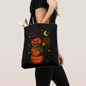 Spooky Jack van Lantern Basketball Player Coach Fa Tote Bag (Dichtbij)