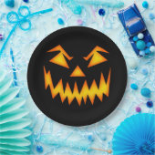 Spooky Jack'o'Lantern Face Black Halloween Papieren Bordje (Feest)