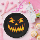 Spooky Jack'o'Lantern Face Black Halloween Papieren Bordje (Feest)