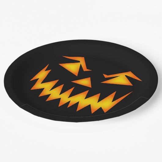 Spooky Jack'o'Lantern Face Black Halloween Papieren Bordje (Gekanteld)