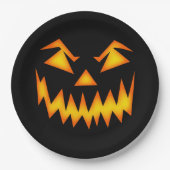 Spooky Jack'o'Lantern Face Black Halloween Papieren Bordje (Voorkant)