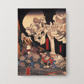 Spooky Japanese Skeleton -  Yokai Monster Button (Voorkant)