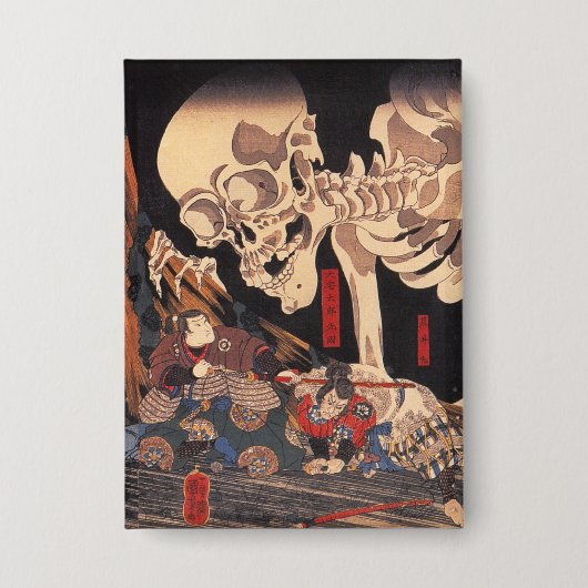 Spooky Japanese Skeleton -  Yokai Monster Button (Voorkant)