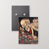 Spooky Japanese Skeleton -  Yokai Monster Button (Voorkant / Achterkant)