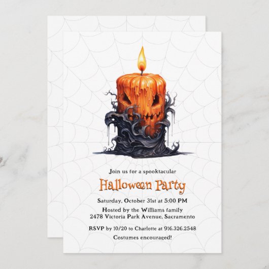 Spooky Kaars Geest Pompoen Halloween Feest Kaart (Voorkant / Achterkant)
