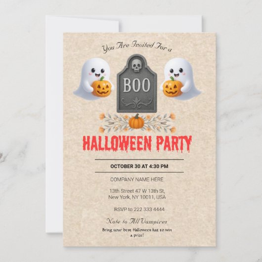 Spooky Kantoor Halloween Party Invitation Kaart (Voorkant)