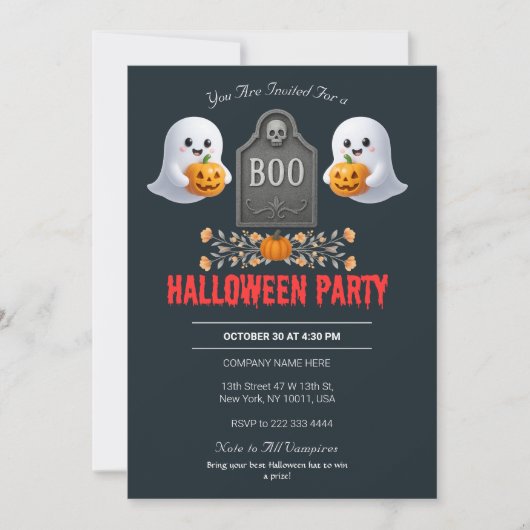 Spooky Kantoor Halloween Party Invitation Kaart (Voorkant)