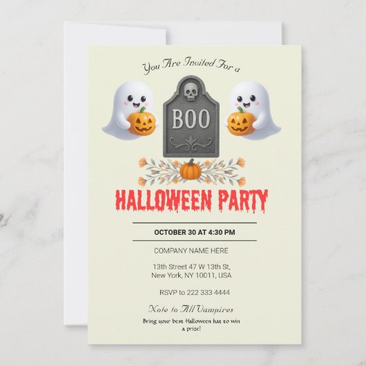 Spooky Kantoor Halloween Party Invitation Kaart (Voorkant)