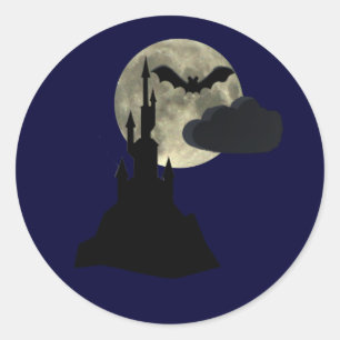 Spooky kasteel in volle maan ronde sticker