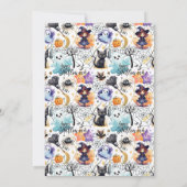 Spooky Kat en Kasteel Halloween Feestuitnodiging Kaart (Achterkant)