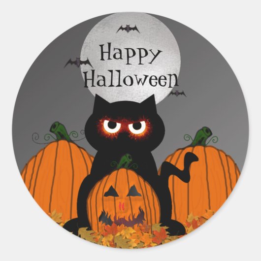 Spooky Kat Halloween Stickers (Voorkant)