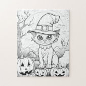 Spooky kat & pompoenen | Halloween Legpuzzel (Verticaal)