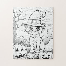 Spooky kat & pompoenen | Halloween Legpuzzel
