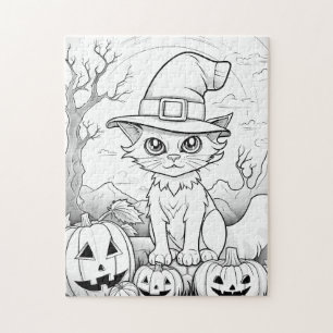 Spooky kat & pompoenen   Halloween Legpuzzel