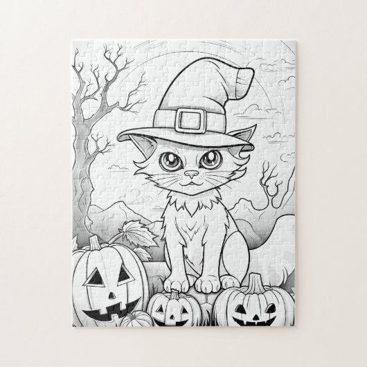 Spooky kat & pompoenen | Halloween Legpuzzel (Verticaal)