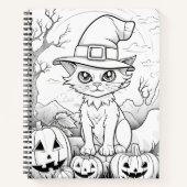 Spooky kat & pompoenen | Halloween Notitieboek (Voorkant)