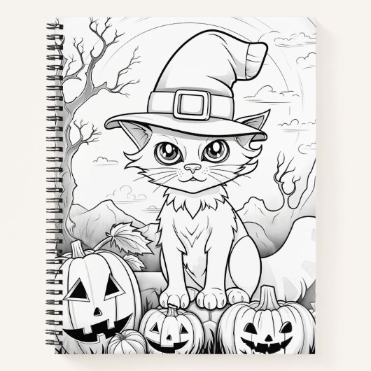 Spooky kat & pompoenen | Halloween Notitieboek (Voorkant)