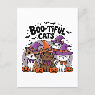 Spooky katten en pompoenen briefkaart