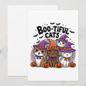 Spooky katten en pompoenen kaart (Voorkant / Achterkant)