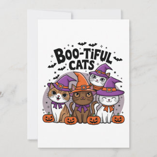 Spooky katten en pompoenen kaart