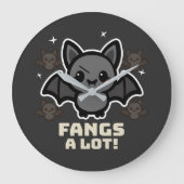 Spooky Kawaii Bat Halloween Grote Klok (Voorkant)