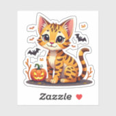 Spooky Kawaii Bengal Kitten – Chibi Style Sticker (Vel)