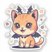 Spooky Kawaii Cat - Schattigee mummie of vleermuis Sticker (Voorkant)