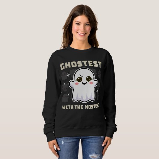 Spooky Kawaii Ghost Halloween Vrouwen Sweatshirt (Voorkant volledig)