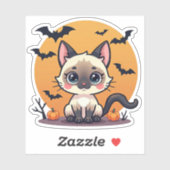 Spooky Kawaii Siamese Kitten – Chibi Style Sticker (Vel)