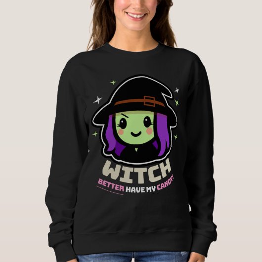 Spooky Kawaii Witch Halloween Vrouwen Sweatshirt (Voorkant)