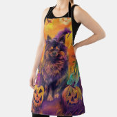 Spooky Keeshond Hond Halloween Heks en Pompoen Schort (Insitu)
