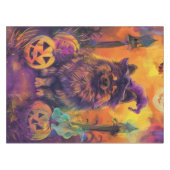 Spooky Keeshond Hond Halloween Heks en Pompoen Tafelkleed (Voorkant (Horizontaal))