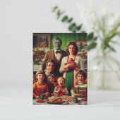Spooky Kerst Horror Retro Familie Portret Briefkaart (Staand voorkant)