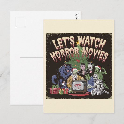 Spooky Kerst Retro Horror Films Briefkaart (Voorkant / Achterkant)