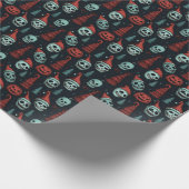 Spooky Kerstmis Halloween Skulls Cadeaupapier (Hoek)
