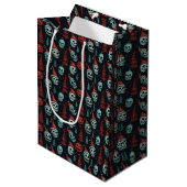 Spooky Kerstmis Halloween Skulls Medium Cadeauzakje (Voorkant Gekanteld)